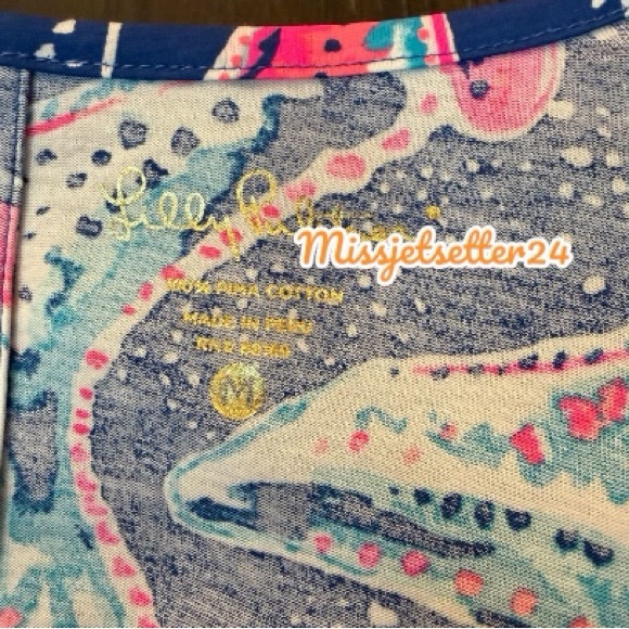 NWT Lilly Pulitzer Beacon Indigo Star Struck T-Shirt Dress Medium Blue Pink M - Picture 7 of 8